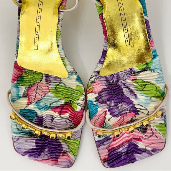 Giuseppe Zanotti Jeweled Crystal Floral Sandal Kitten Heel Slip-On 38.5 / US 8.5 - Picture 3 of 13